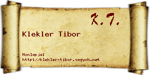 Klekler Tibor névjegykártya